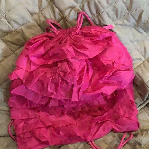 Pink Ruffled Drawstring Bag - Picture 5 of 5